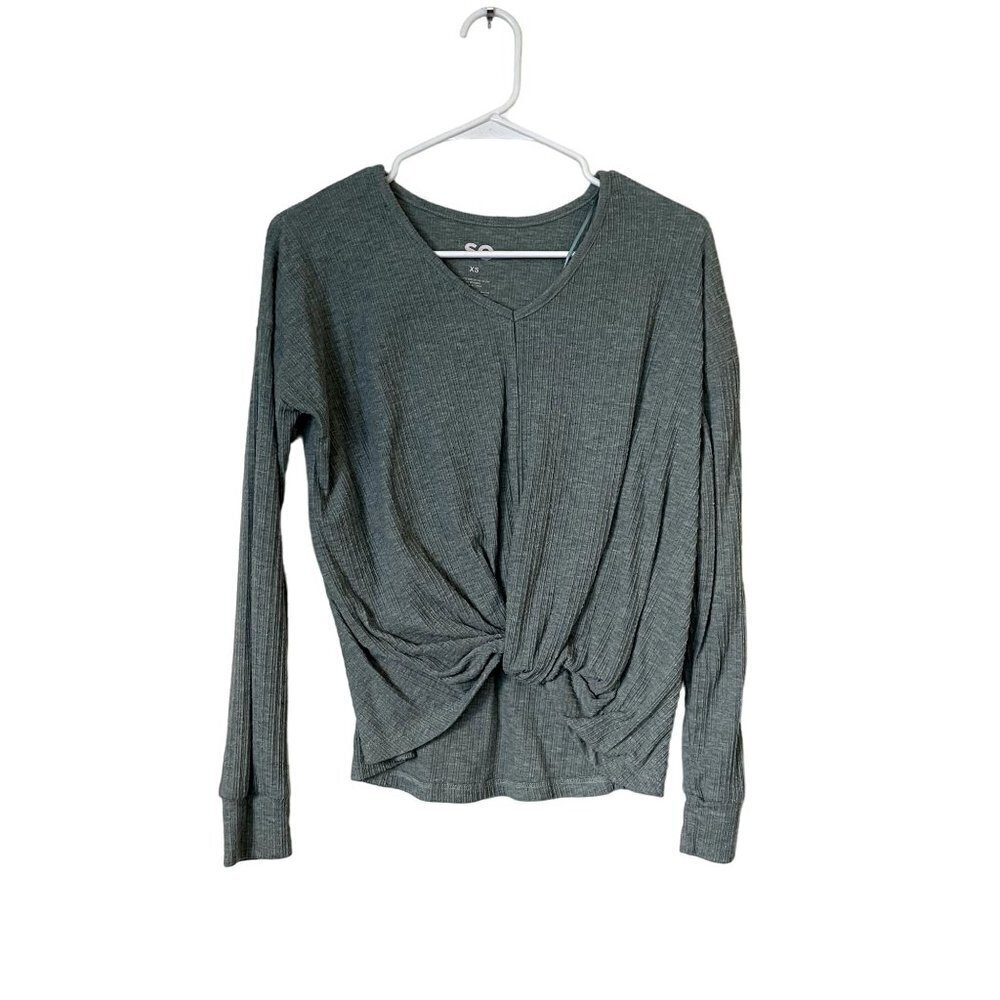 SO long sleeved top casual comfortable sweater knot design v-neck style